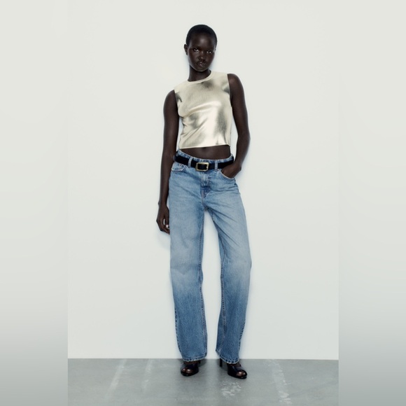 Zara | Metallic Gold Soft Knit Top - Picture 2 of 14